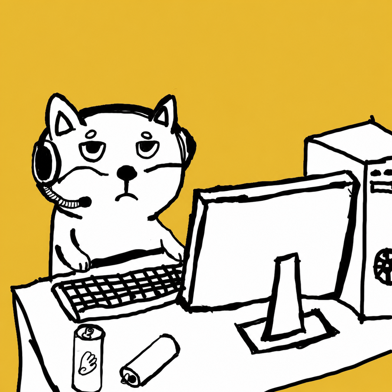 ヘッドセットを着けた犬のイラスト